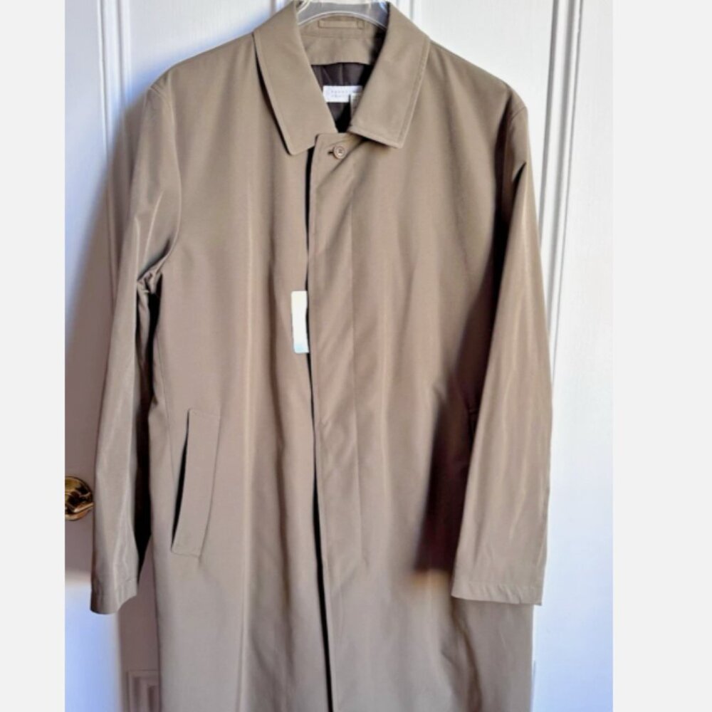 NWT Barney's New York Dark Tan Men's Overcoat Trench Quilted Removable Liner 46